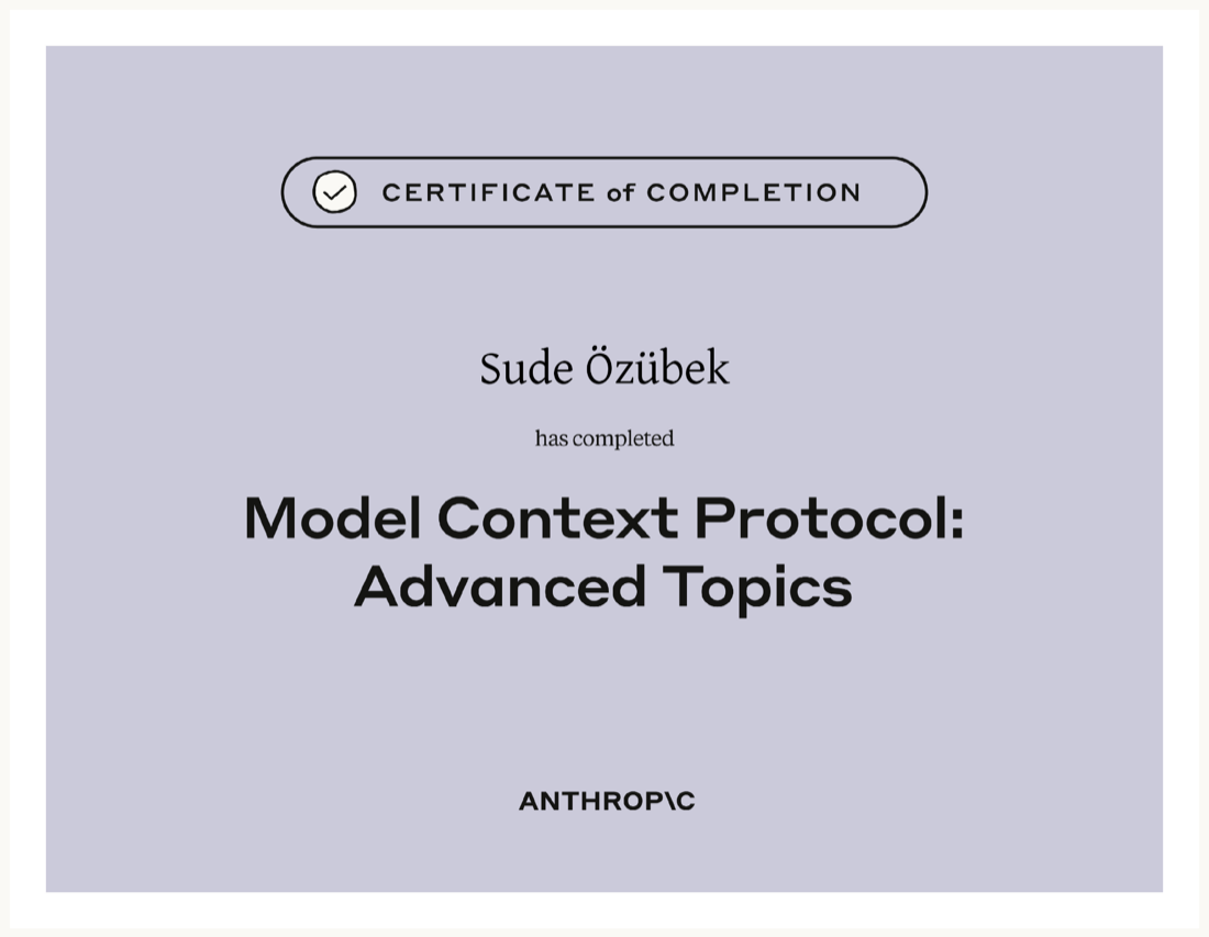 Model Context Protocol: Advanced Topics certificate preview
