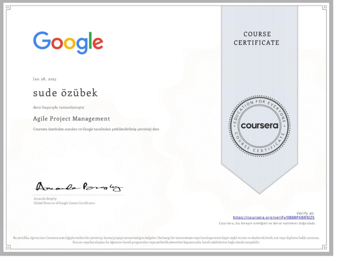 Agile Project Management certificate preview