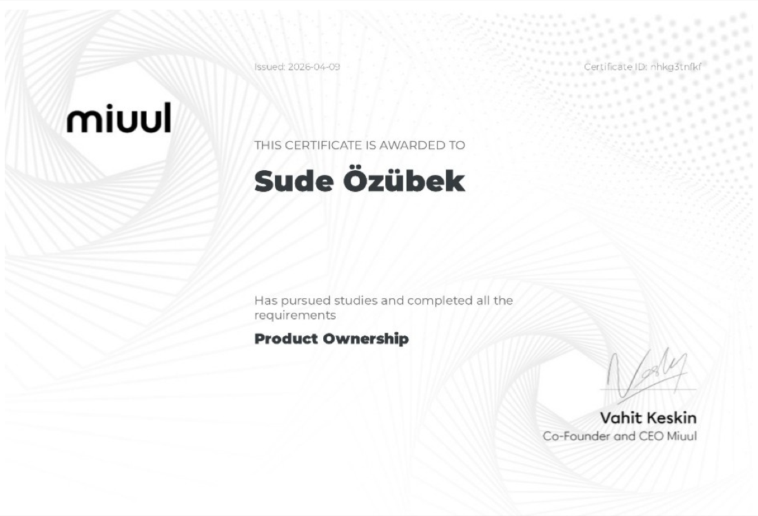 Product Ownership certificate preview
