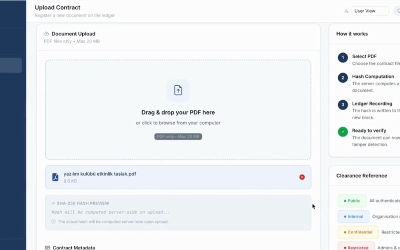 Blockchain Document Verification Application preview